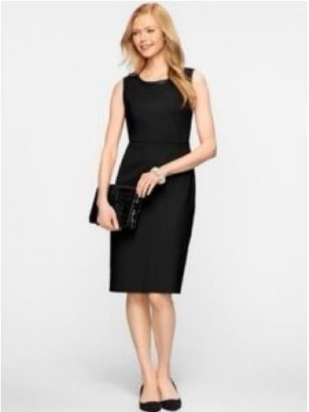 Talbots Black Sleeveless Midi Sheath 100% Linen Dress Size:12